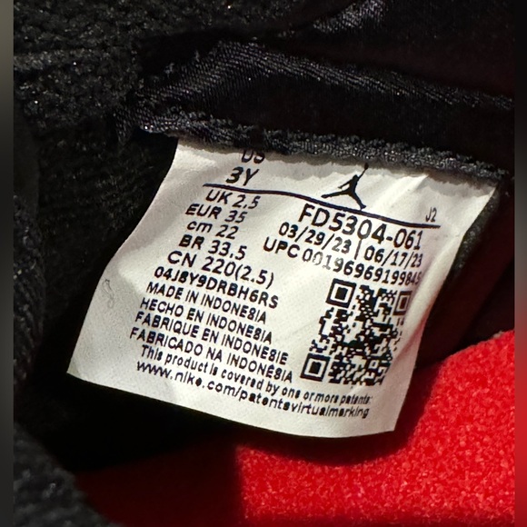 Brand New Kids' Black & Red Air Jordans - Size 3 (Never Worn) - Picture 3 of 5